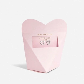 Mother's Day From the Heart Gift Box Love You Mum Silver Plated Earrings 6963
