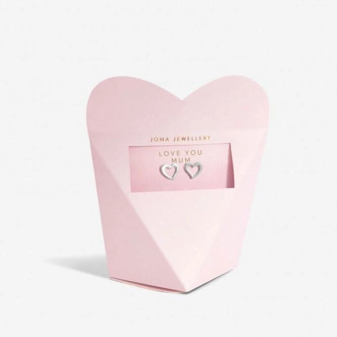 Mother's Day From the Heart Gift Box Love You Mum Silver Plated Earrings 6963