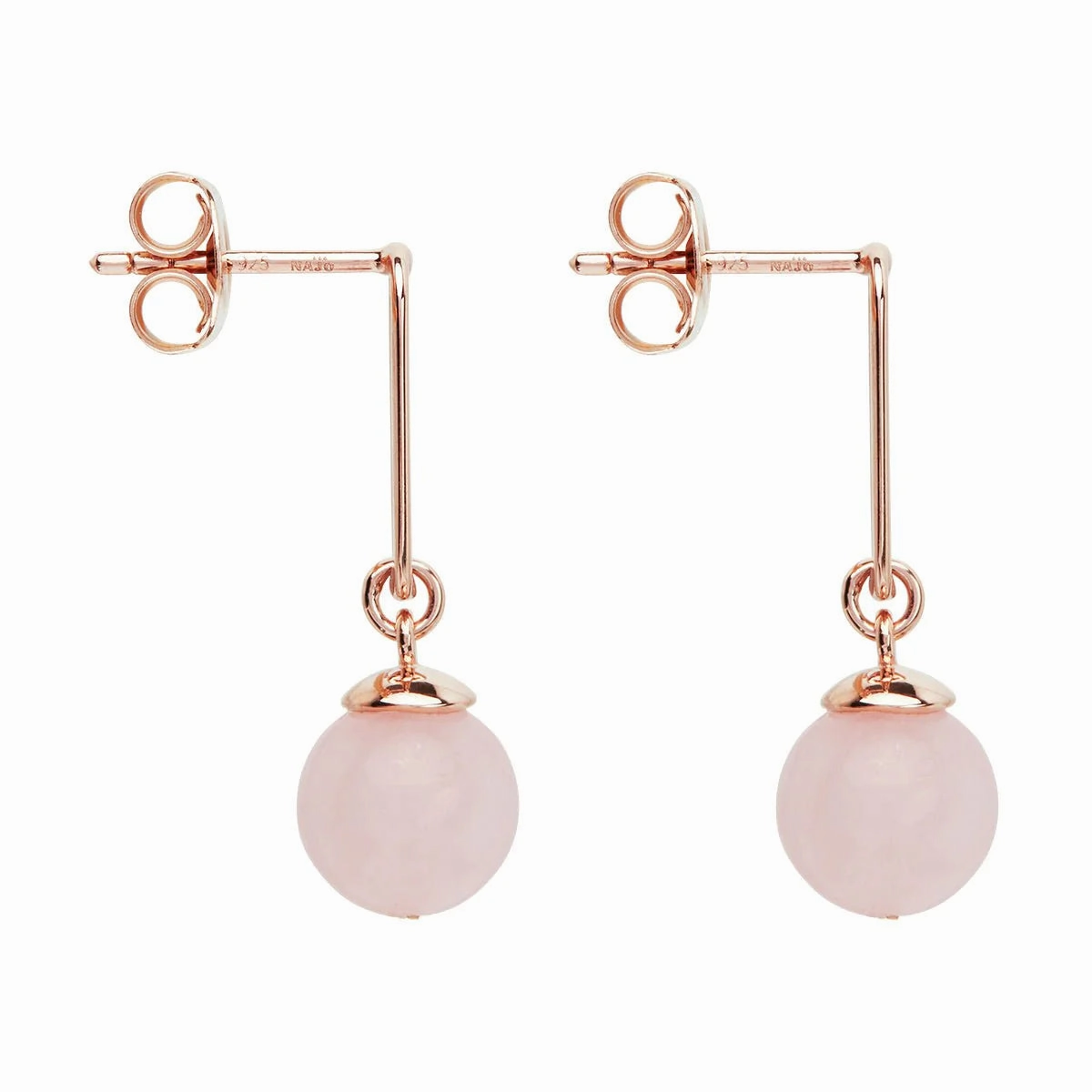 Najo - Alba Rose Quartz Earrings Rose Gold Plated