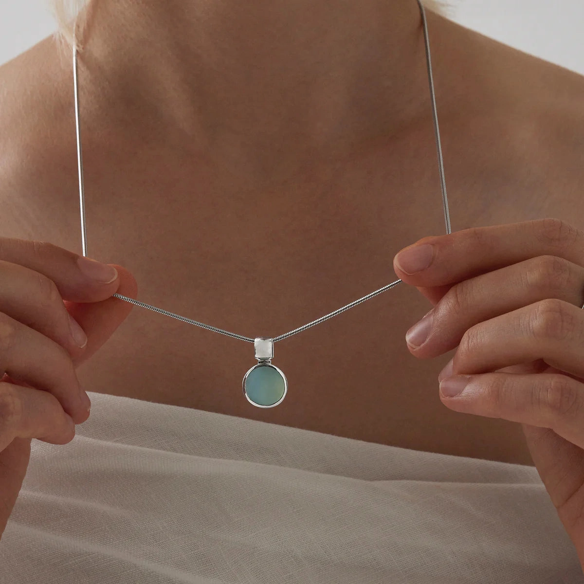 Najo - Chroma Aqua Chalcedony Necklace