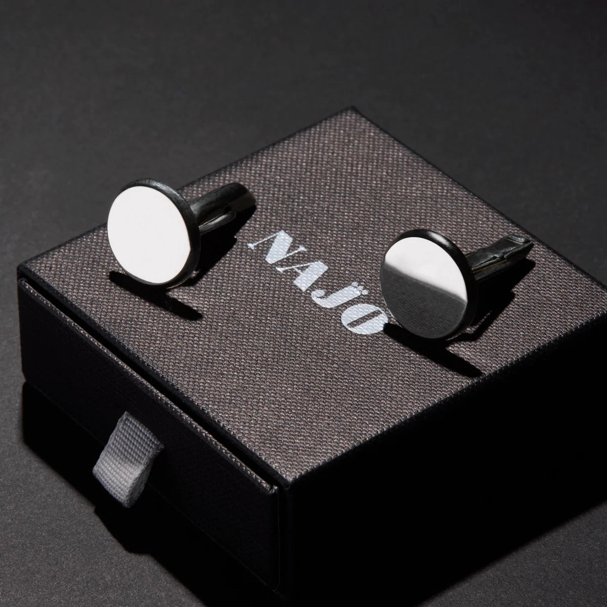 Najo - Clsico Round Mens Silver Cufflinks