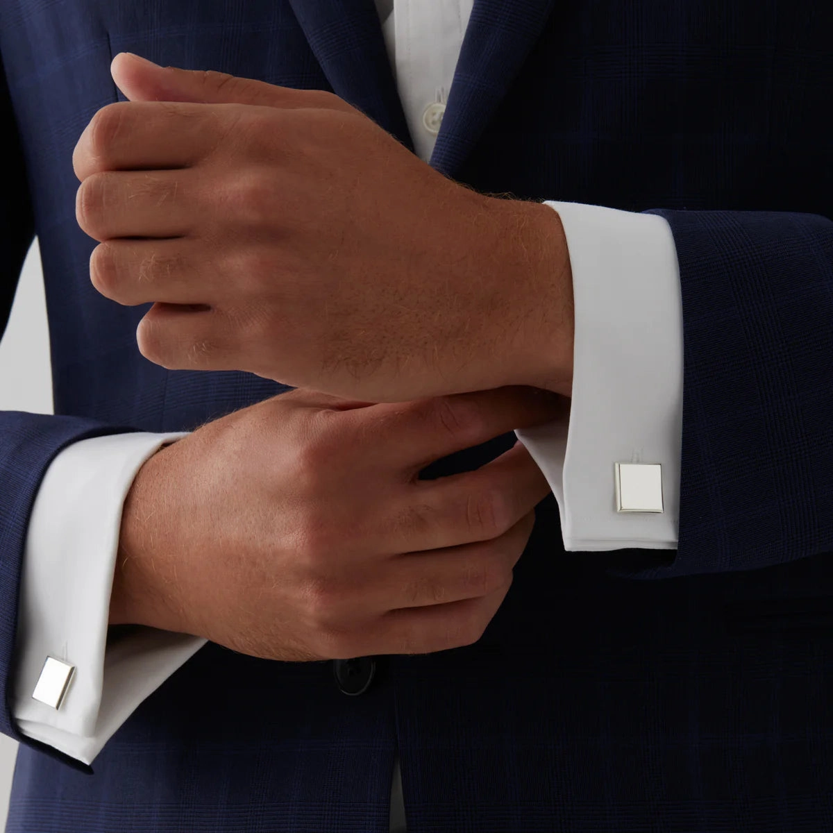 Najo - Clsico Square Mens Silver Cufflinks