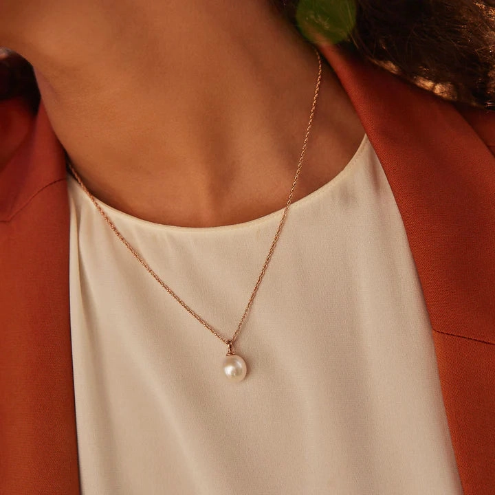 Najo - Dew Drop Pearl Necklace Rose Gold Plated