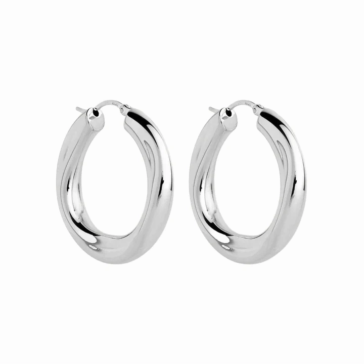 Najo - Dune Hoop Earrings Medium Silver
