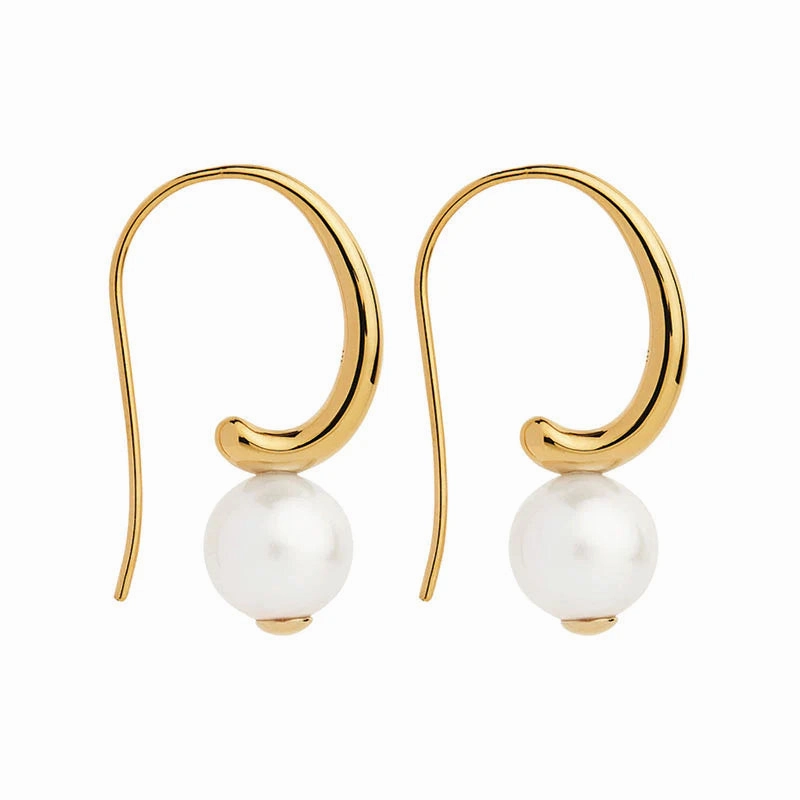 Najo - Fern Pearl Earrings Gold Plated
