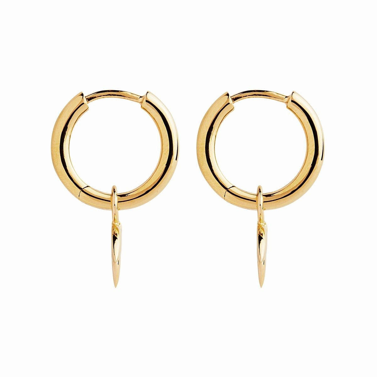 Najo - Gold Plated Hoop and Leaf Earring