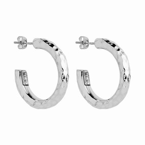 Najo - Moonglow 5x30mm Hoop Earrings Silver