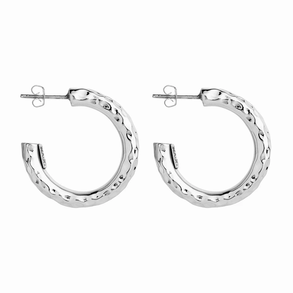 Najo - Moonglow 5x30mm Hoop Earrings Silver