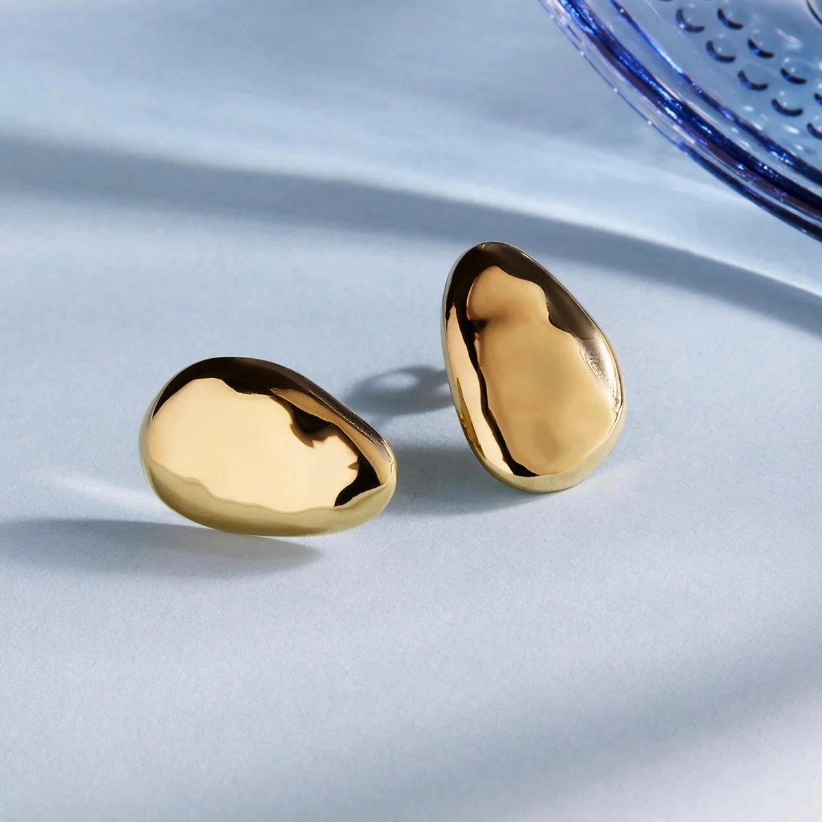 Najo - Pebblestone Stud Earrings Gold Plated