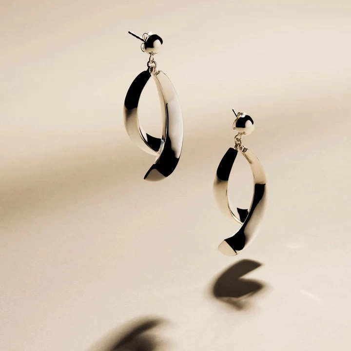Najo - Silver Frond Stud Earrings Silver