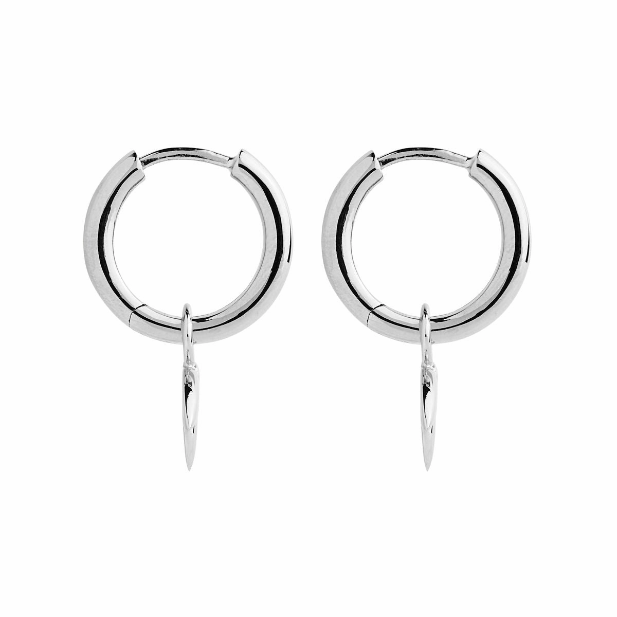 Najo - Silver hoop and leaf earring