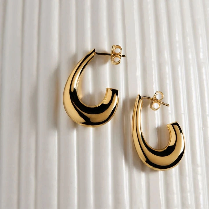 Najo - Sweep Stud Earrings Gold Plated