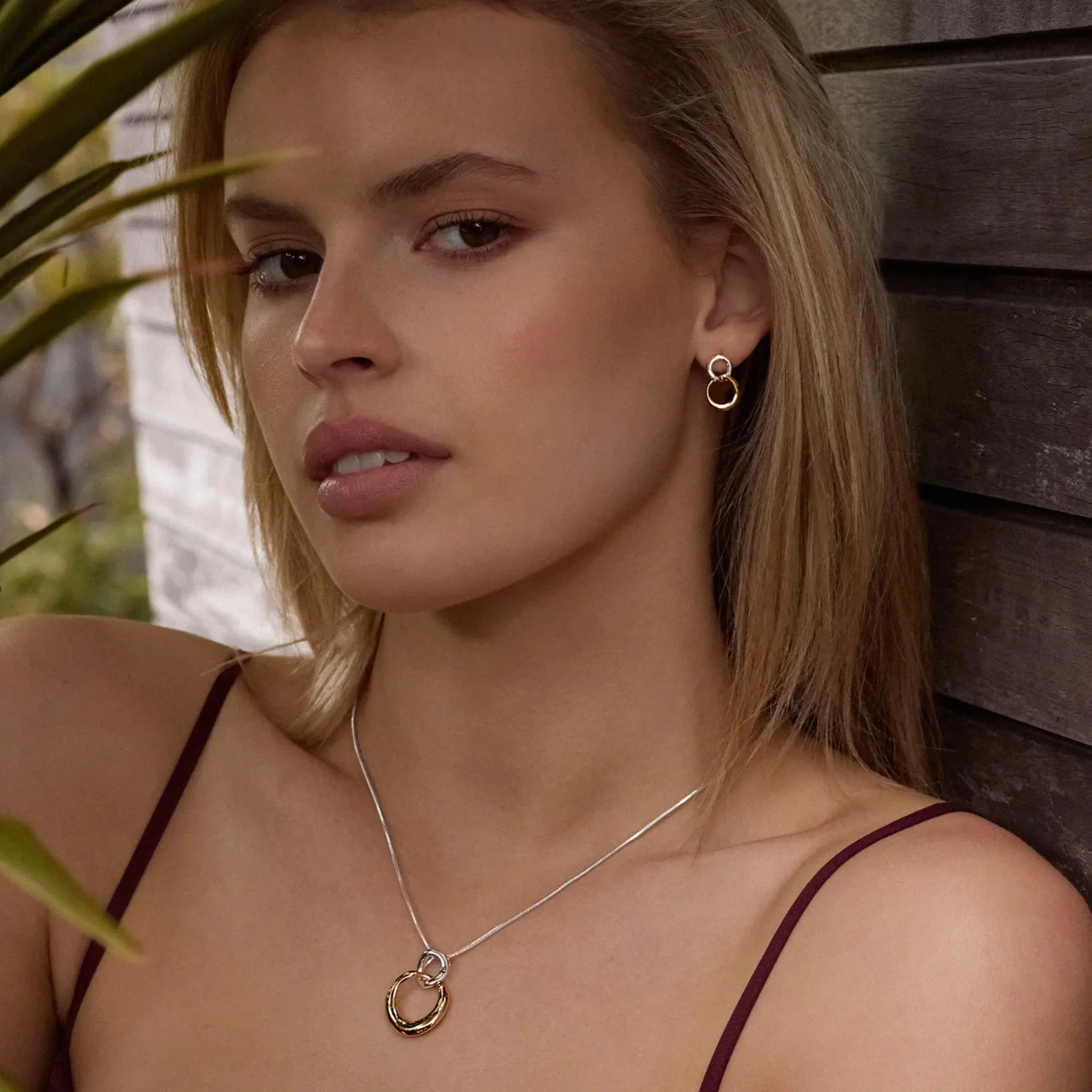 Najo -  Tranquila Two Tone Stud Earrings