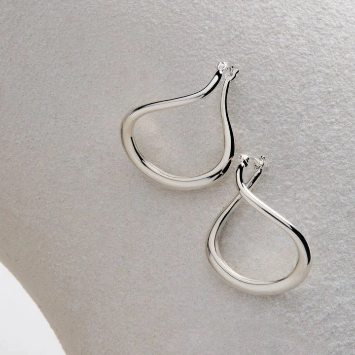 Najo - Wave Hoop Earrings Silver