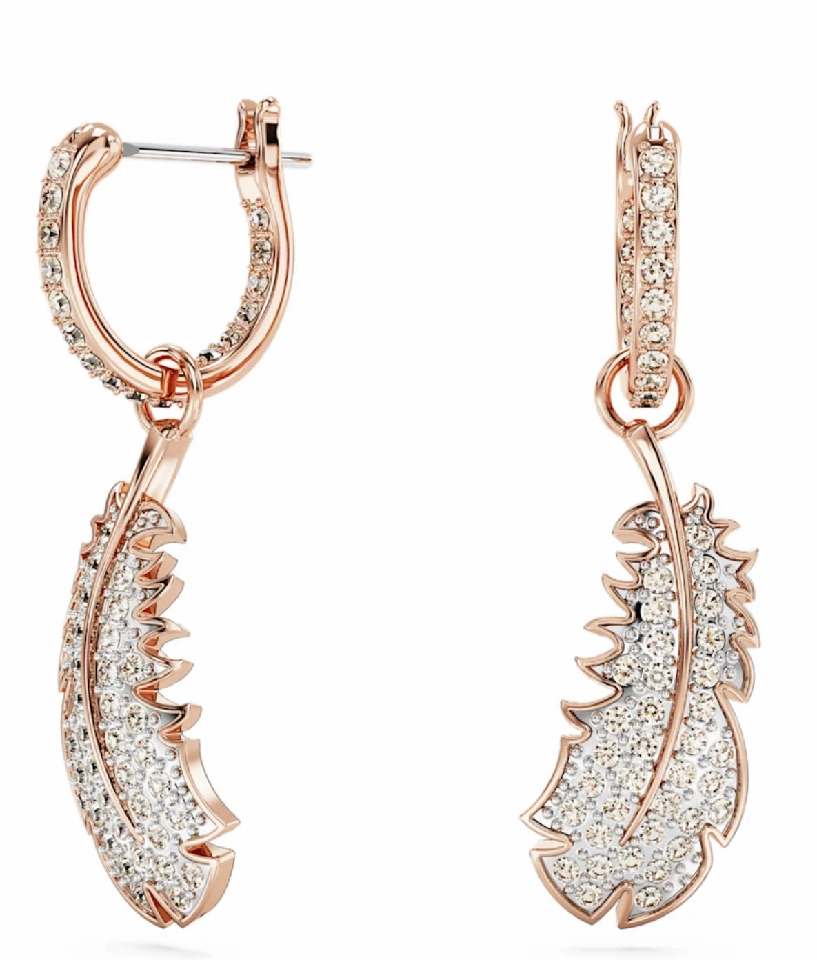 Nice Feather Rosegold Drop Earring