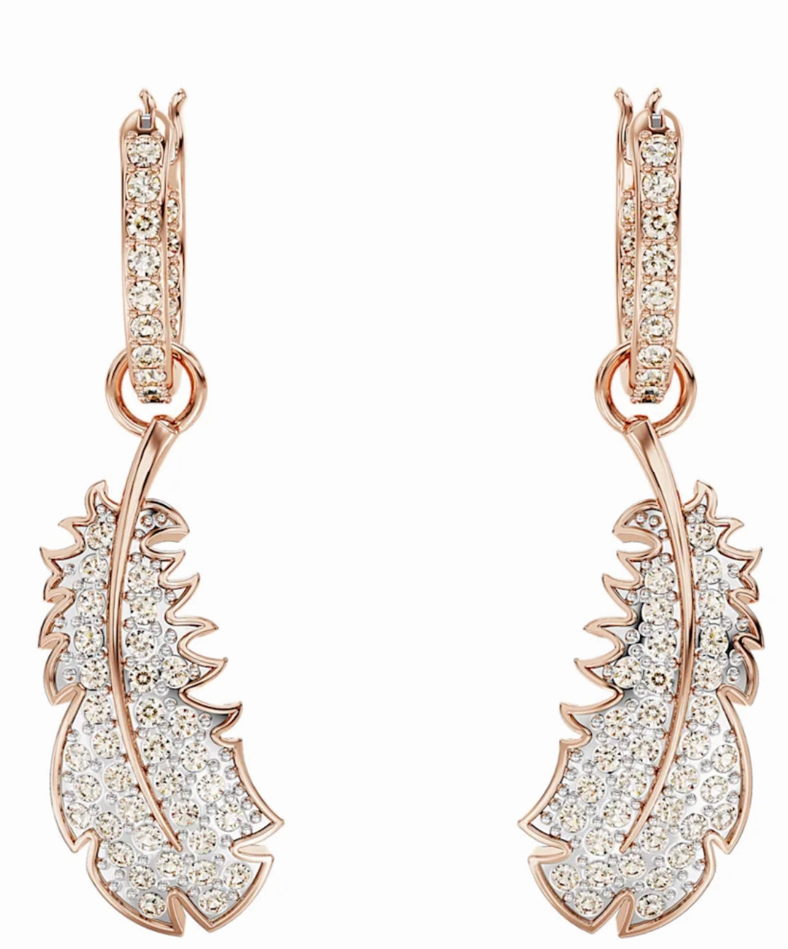 Nice Feather Rosegold Drop Earring