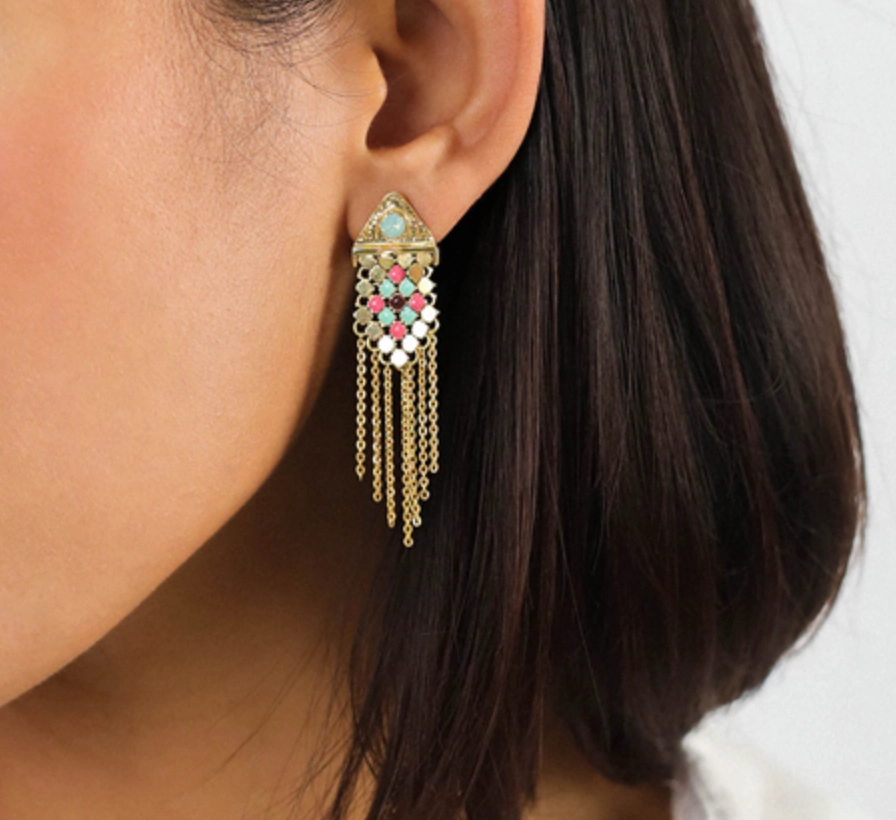 NOEMIE fine chain dangle post earrings