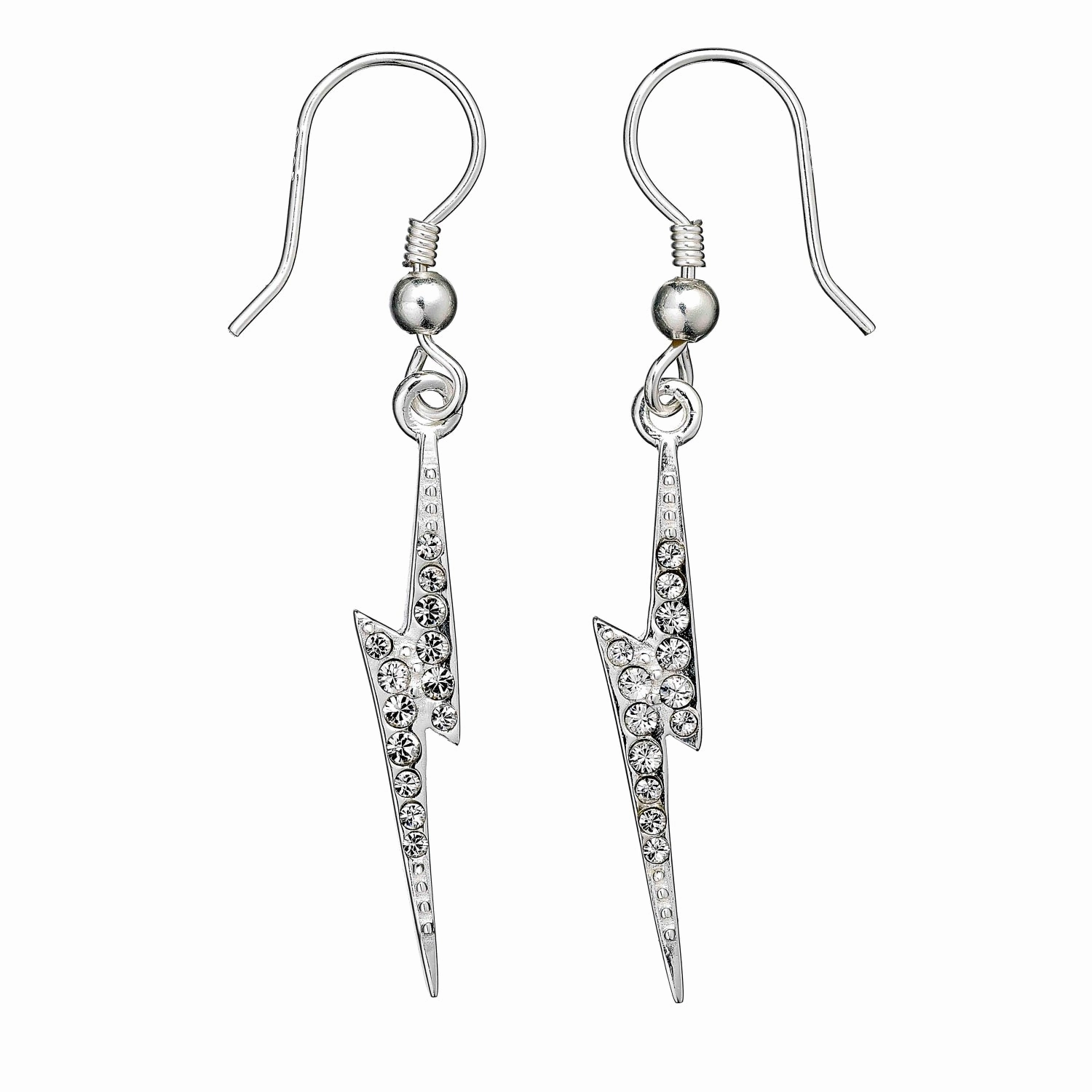 Official Harry Potter Sterling Silver Lightening Bolt Crystal Drop Earrings