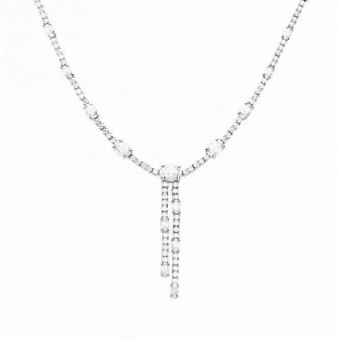 Oval & Round Zirconia Y Drop Necklace N4464