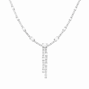 Oval & Round Zirconia Y Drop Necklace N4464