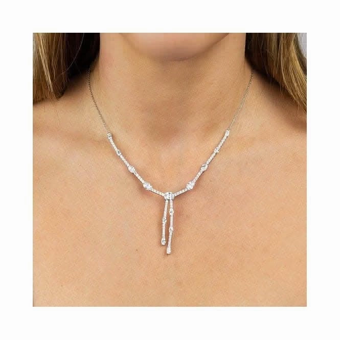Oval & Round Zirconia Y Drop Necklace N4464