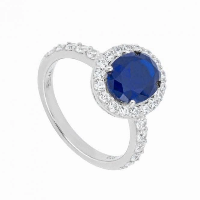 Oval Blue Sapphire Zirconia Pave Surround Ring