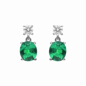 Oval Green Zirconia Drop Earrings E6199