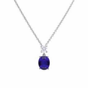 Oval Sapphire Zirconia Drop Pendant P4964