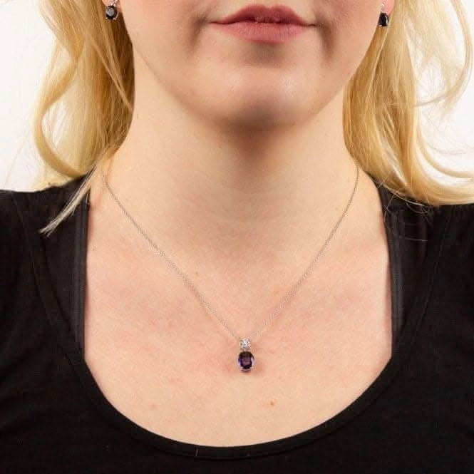 Oval Sapphire Zirconia Drop Pendant P4964