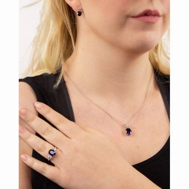 Oval Sapphire Zirconia Trilogy Ring