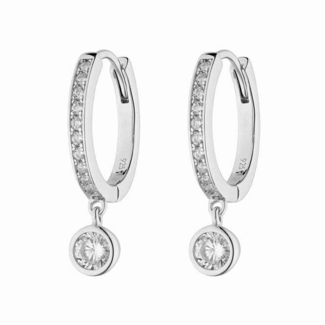 Pave Assembled Hoop Bezel Drop Earrings E6059