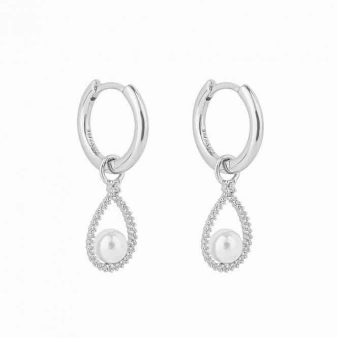 Pave Set Zirconia Teardrop Assembled Shell Pearl Hoop Earrings E6194