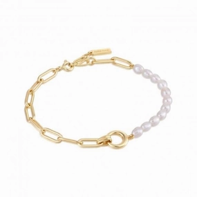 Pearl Chunky Link Chain BraceletB043-02G