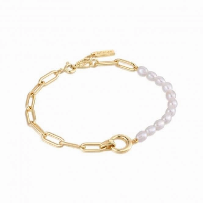 Pearl Chunky Link Chain BraceletB043-02G