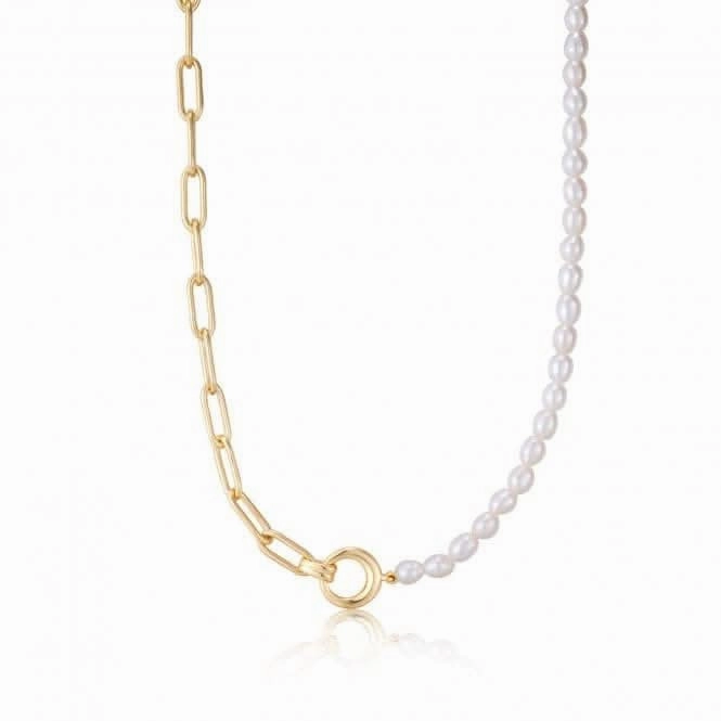 Pearl Chunky Link Chain Necklace N043-01G