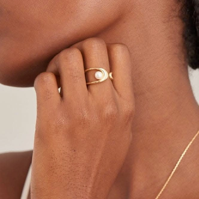 Pearl Sculpted Adjustable Ring R043-02G