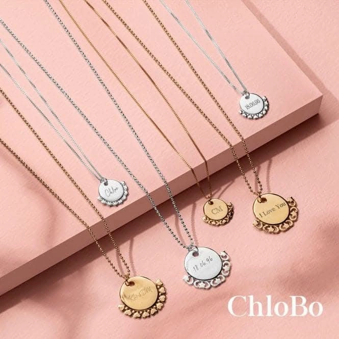 Personalised Diamand Cut Adjuster Moon Necklace PSCDCADJ3062