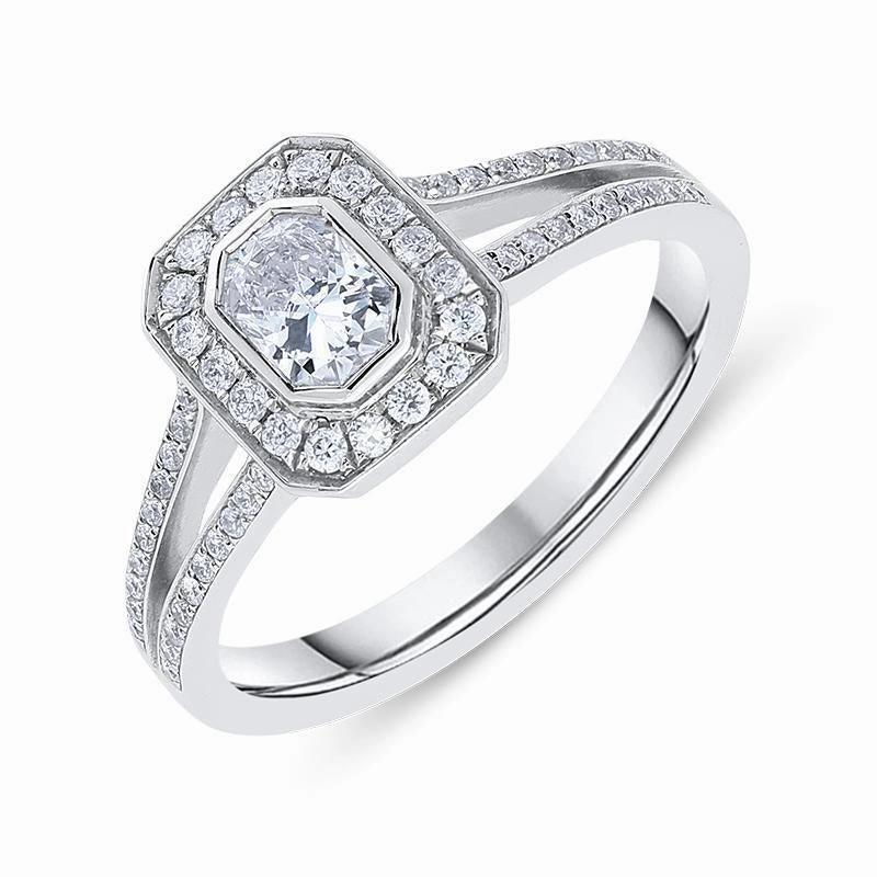 Phoenix Cut 18ct White Gold 0.60ct Diamond Halo Ring D