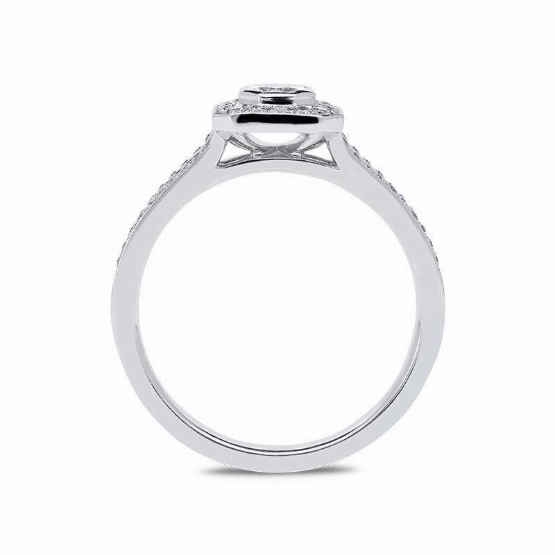 Phoenix Cut 18ct White Gold 0.60ct Diamond Halo Ring D