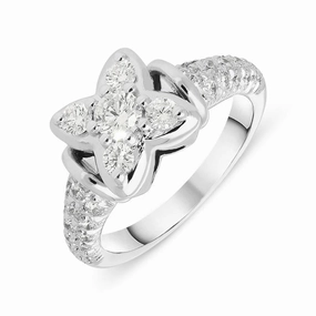 Picchiotti 18ct White Gold Diamond Flower Ring D