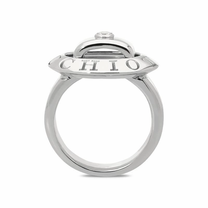 Picchiotti 18ct White Gold Diamond Oval Engraved Ring