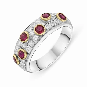 Picchiotti 18ct White Gold Ruby Diamond Band Ring
