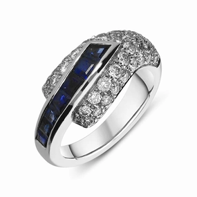 Picchiotti 18ct White Gold Square Sapphire and Diamond Ring D