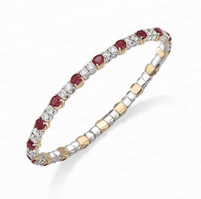 Picchiotti Xpandable 18ct White & Yellow Gold 4.16ct Diamond Ruby Bracelet