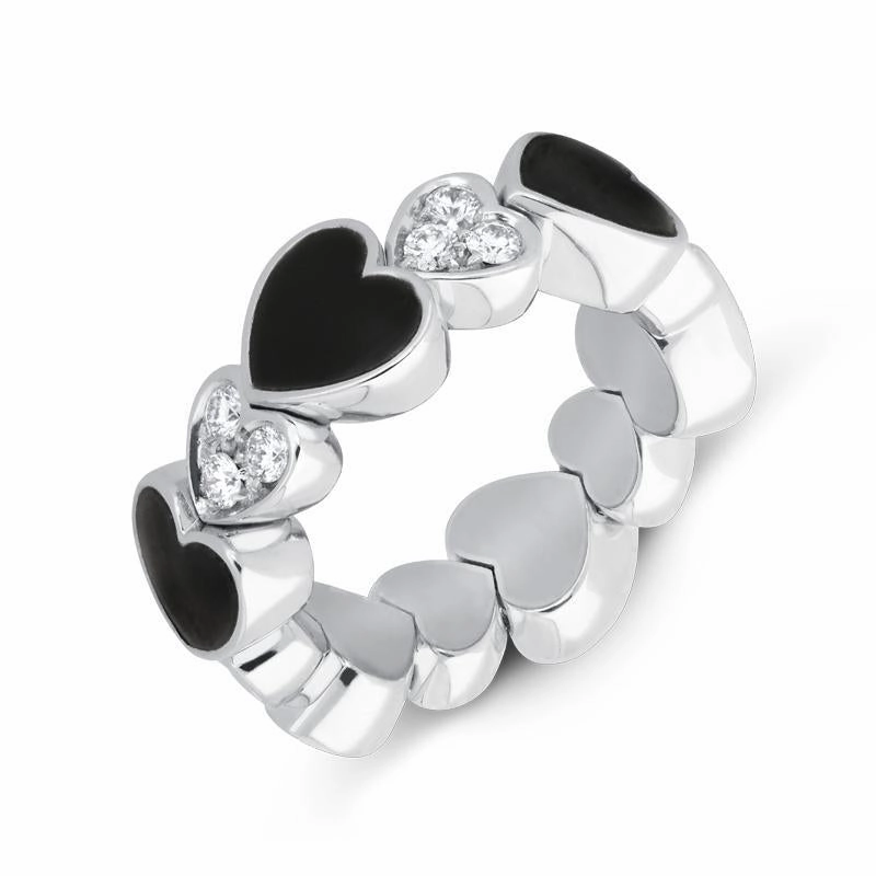 Picchiotti Xpandable 18ct White Gold 0.61ct Diamond Whitby Jet Heart Ring
