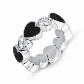 Picchiotti Xpandable 18ct White Gold 0.61ct Diamond Whitby Jet Heart Ring