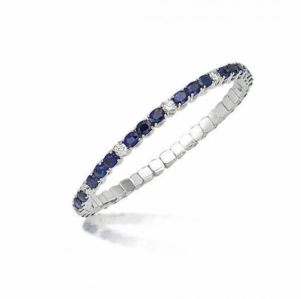 Picchiotti Xpandable 18ct White Gold 10.80ct Sapphire and Diamond Bracelet