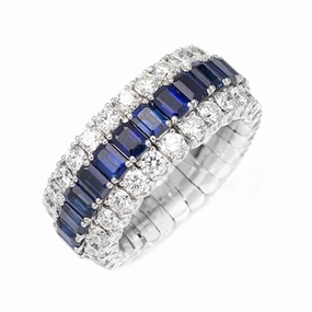Picchiotti Xpandable 18ct White Gold 2.89ct Diamond Sapphire Eternity Ring