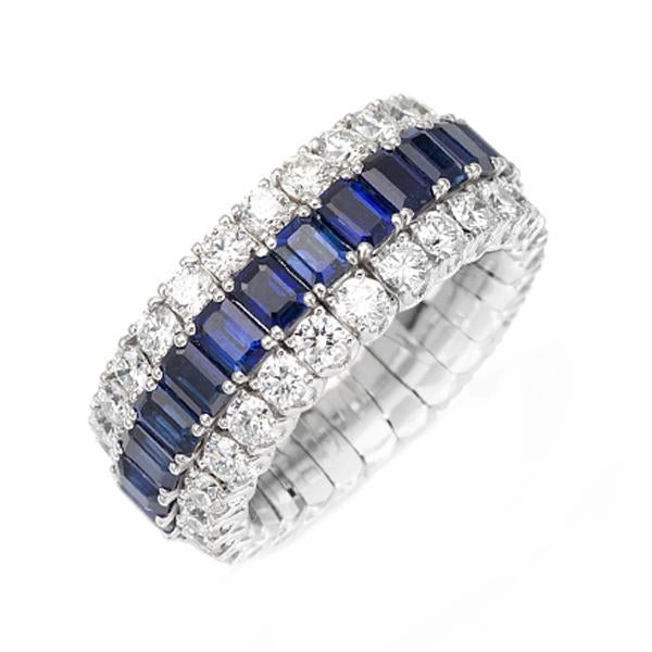 Picchiotti Xpandable 18ct White Gold 2.89ct Diamond Sapphire Eternity Ring