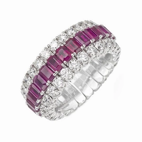 Picchiotti Xpandable 18ct White Gold 2.93ct Diamond Ruby Eternity Ring